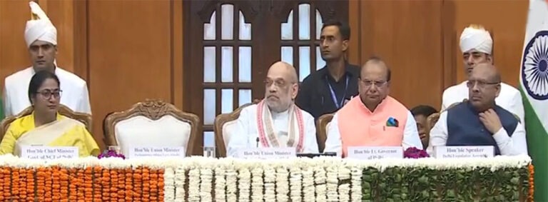 दो दिवसीय अखिल भारतीय स्पीकर सम्मेलन में शामिल हुए अमित शाह; किरेन रिजिजू, सीएम रेखा समेत कई नेता मौजूद