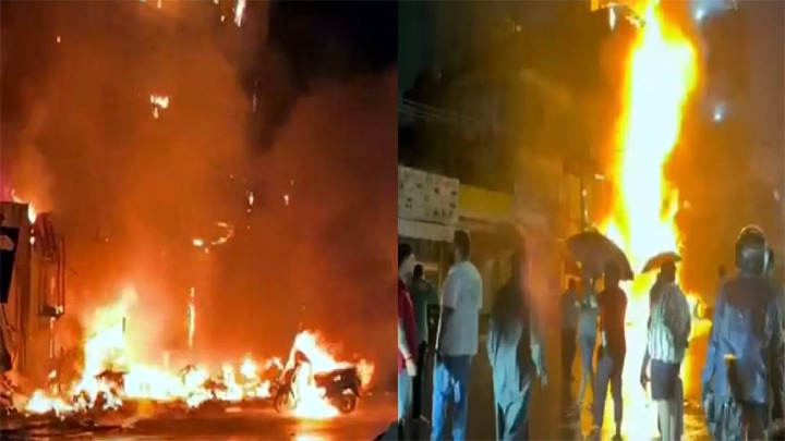 रायपुर में लगी भीषण आग; बार सहित 4 दुकानें जलकर खाक